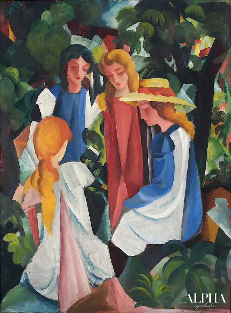 Quatre jeunes filles - August Macke - Reproductions de tableaux et peintures haut de gamme