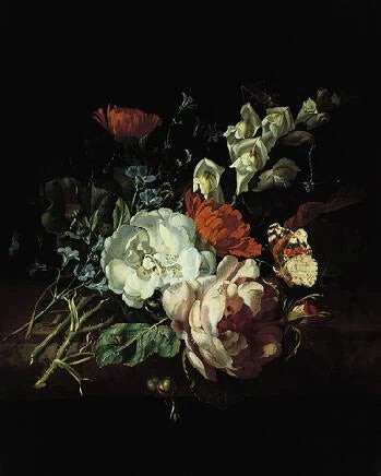 Petit bouquet sur un socle de marbre — Norton Simon, peinture de Rachel Ruysch