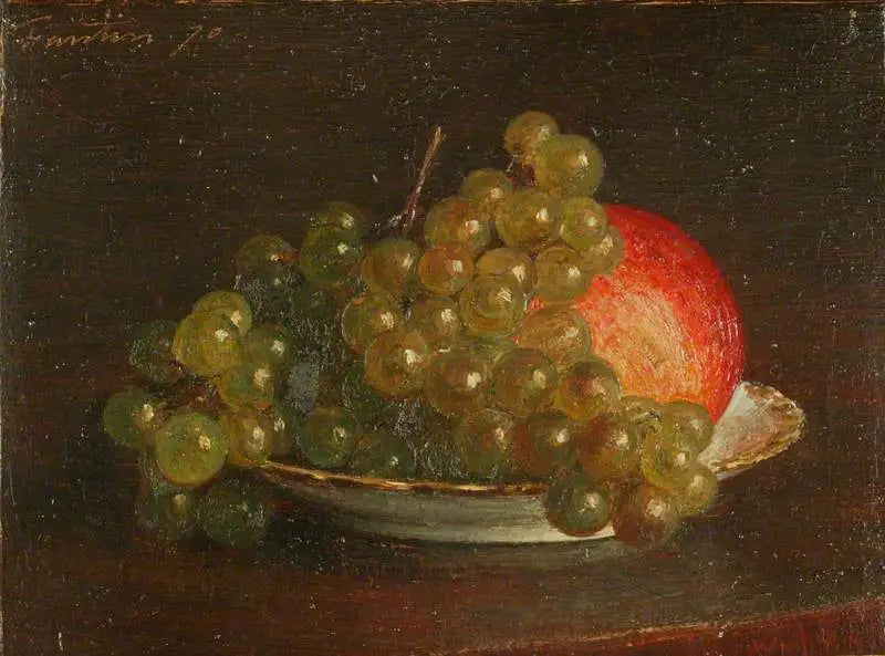 Uvas blancas y manzana en una platillo - Henri Fantin-Latour