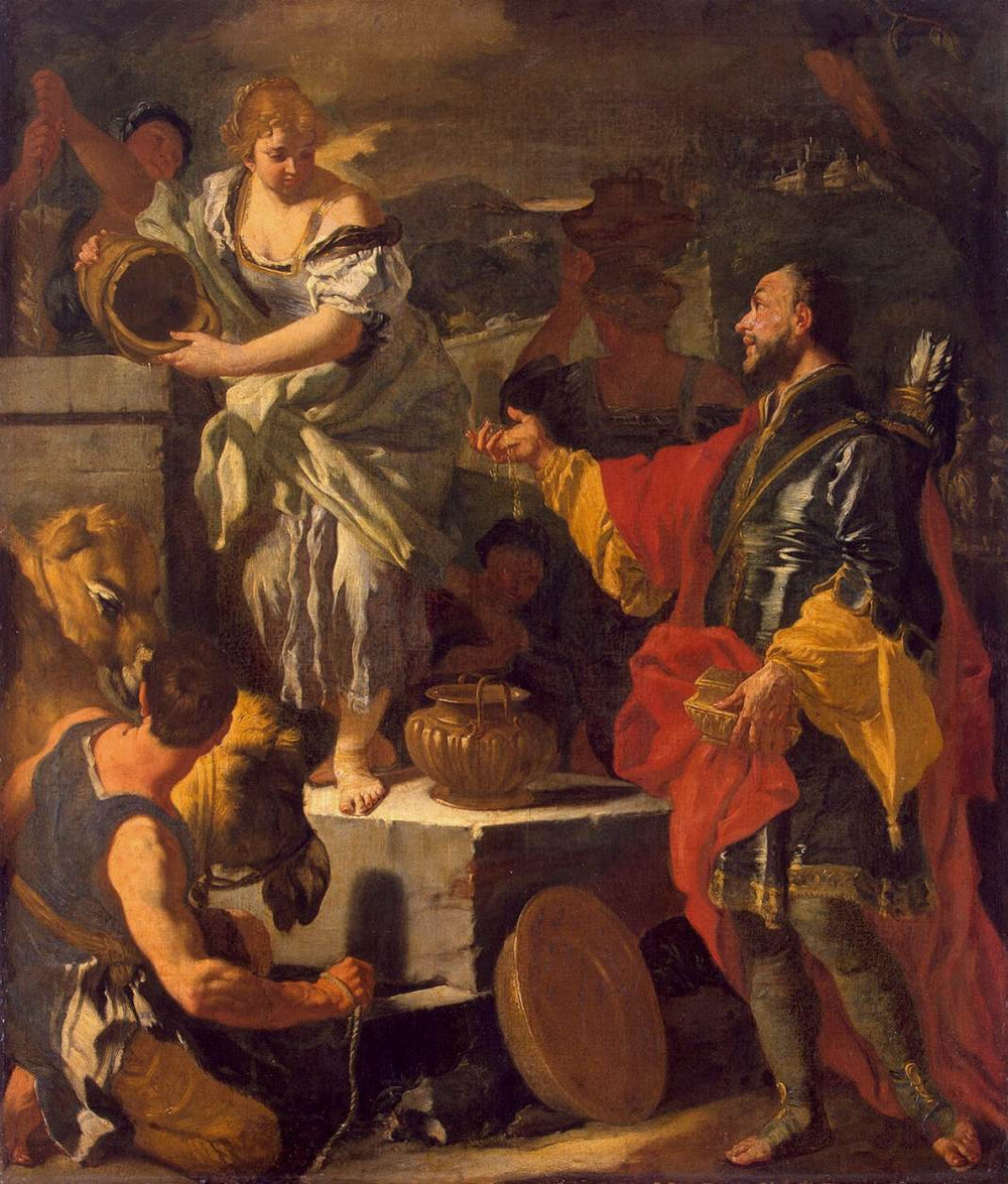 Rébecca au puits - Francesco Solimena image 1 copie de tableau peinte à la main