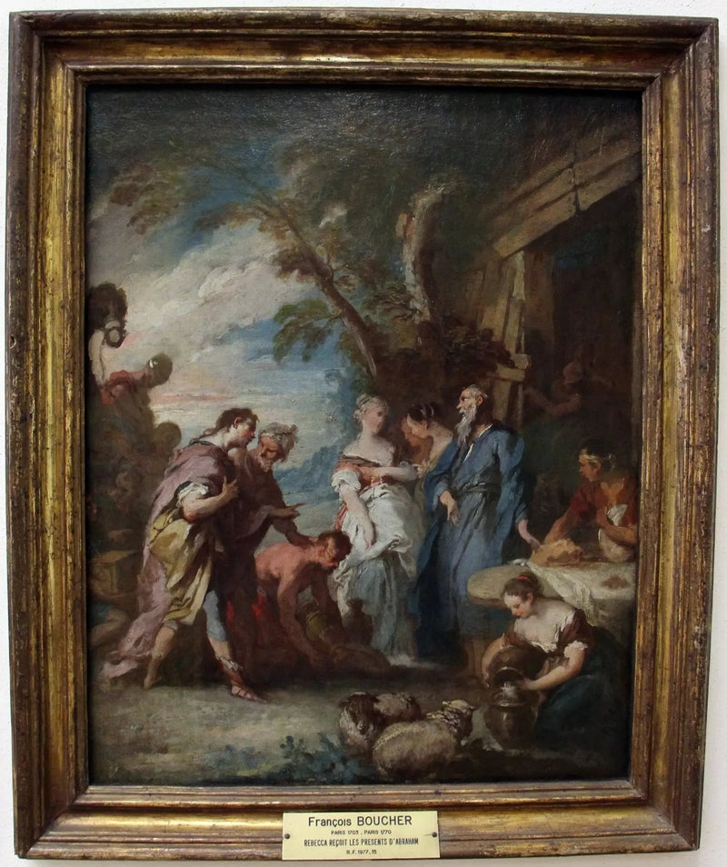 Rebeca recibe las presentes de Abraham - François Boucher