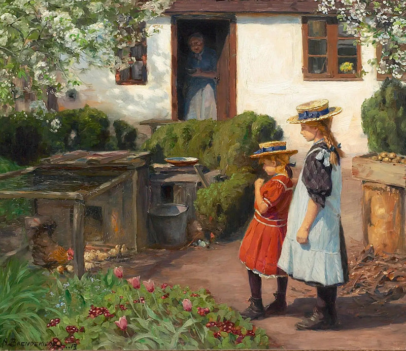 Mirar a los polluelos. - H. A. Brendekilde