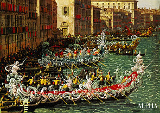 Régate sur le Grand Canal devant le Palazzo Foscari (Détail) - Giovanni Antonio Canal - Reproductions de tableaux et peintures haut de gamme