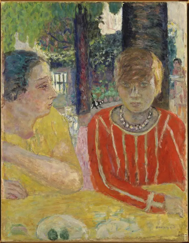 Reina Natanson y Marthe Bonnard con corsé rojo - Pierre Bonnard