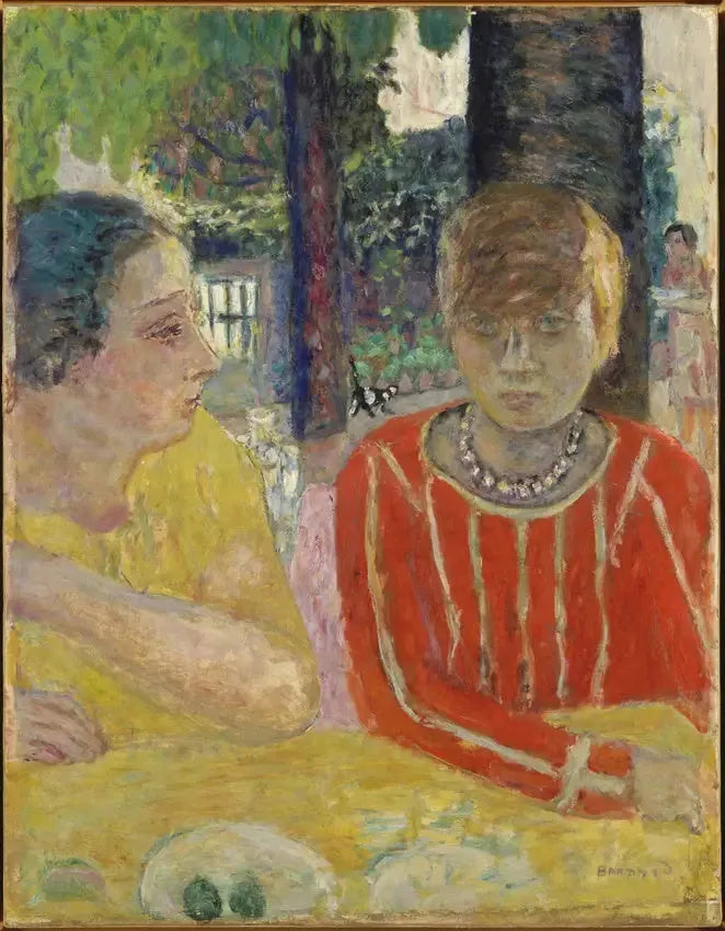 Reina Natanson y Marthe Bonnard con corsé rojo - Pierre Bonnard