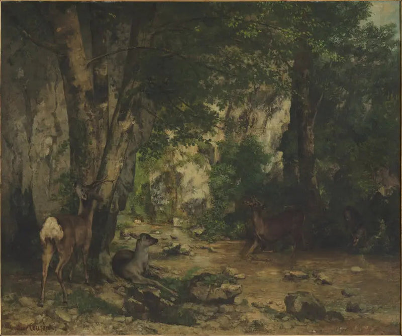 Entrega de ciervos en el arroyo de Plaisir-Fontaine - Gustave Courbet