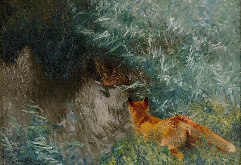 Zorro al acecho en la orilla del agua - Bruno Liljefors