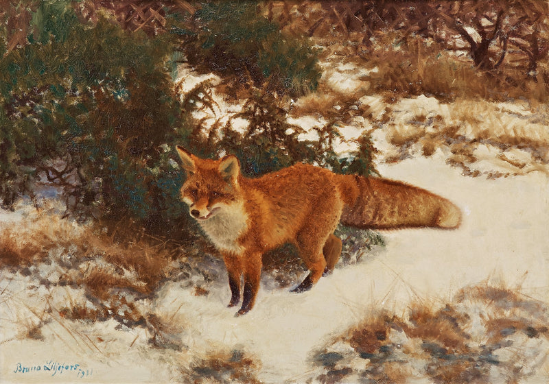 Zorro en el bosque invernal - Bruno Liljefors