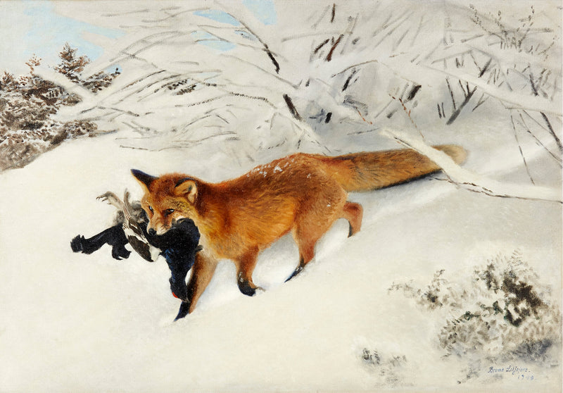 Zorro en un paisaje nevado - Bruno Liljefors