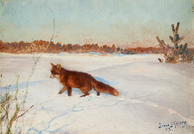 Zorro en un paisaje invernal nevado - Bruno Liljefors