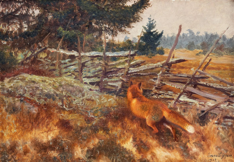 Zorro cerca de la valla redonda - Bruno Liljefors