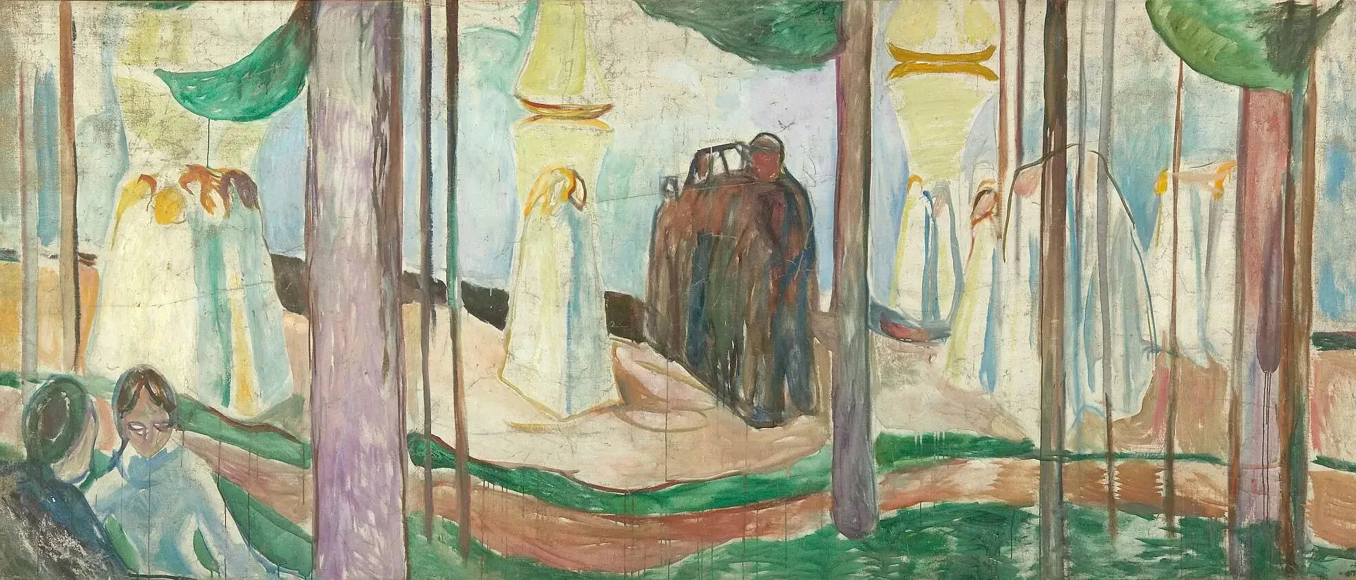 Rencontre sur la plage - Edvard Munch image 1 reproduction de peinture à l’huile