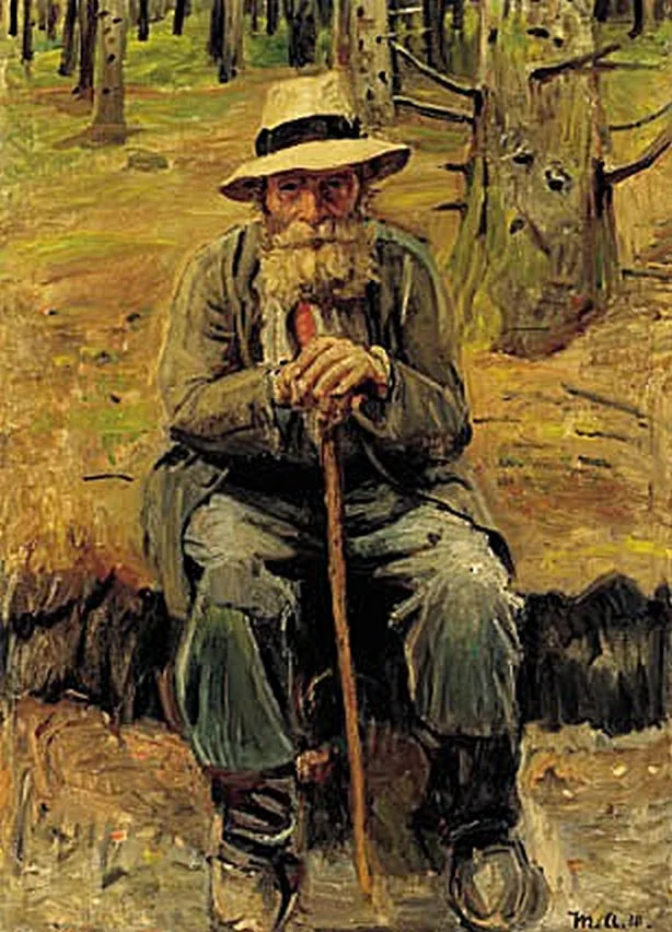 Descansando al lado de un camino forestal. - Michael Peter Ancher