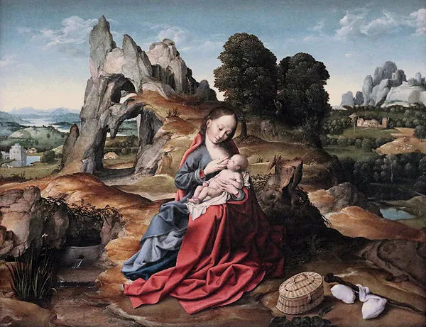 Descansa durante el vuelo hacia Egipto - Joos van Cleve