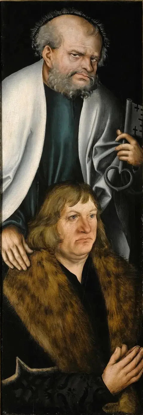 Retablo de Feilitzsch [ala izquierda, reverso]: Retrato de Jobst von Feilitzsch con san Pedro - Lucas Cranach el Viejo