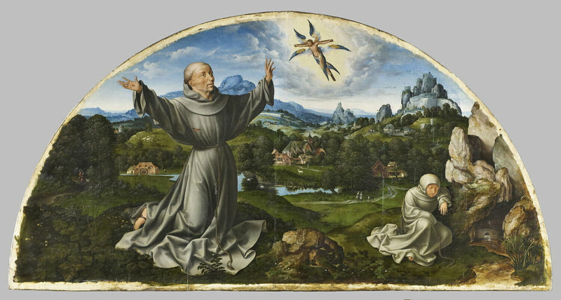 Retablo de la Deploración de Cristo: La Estigmatización de San Francisco de Asís - Joos van Cleve