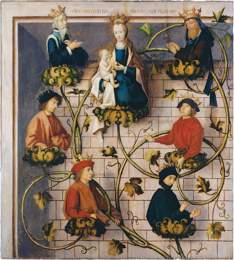 Retablo dominico de Frankfurt: Árbol de Jesse (parte superior) - Hans Holbein el Viejo