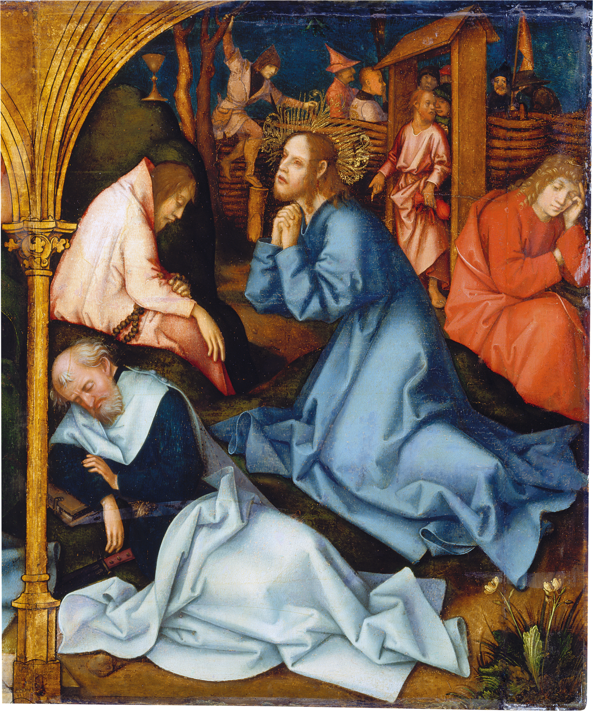 Retable dominicain de Francfort : L'agonie dans le jardin - Hans Holbein the Elder image 1 reproduction de peinture à l’huile