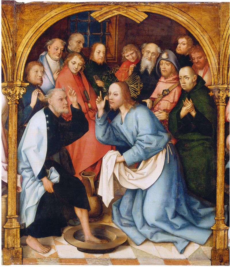 Retablo dominico de Frankfurt: El Cristo lavando los pies a san Pedro - Hans Holbein el Viejo