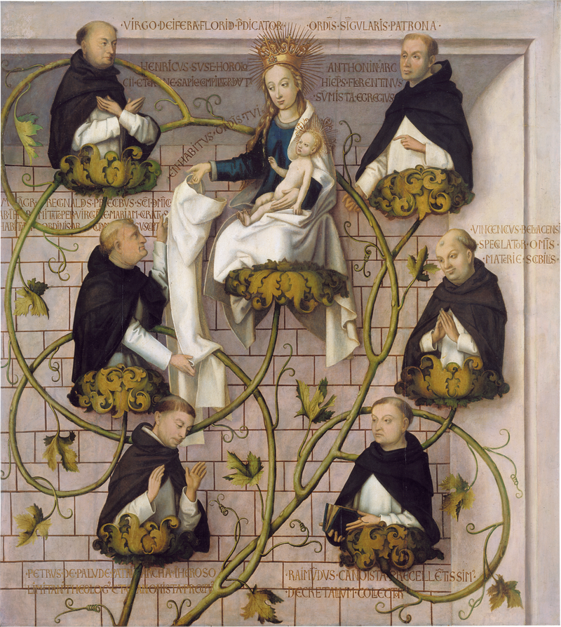 Retablo dominico de Frankfurt: Linaje de la orden dominica (parte superior) - Hans Holbein el Viejo