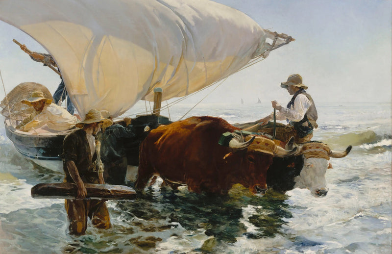Regreso de la pesca: remolque de la barca - Joaquín Sorolla