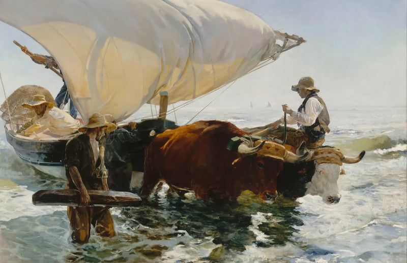 Regreso de la pesca: remolque de la barca - Joaquín Sorolla