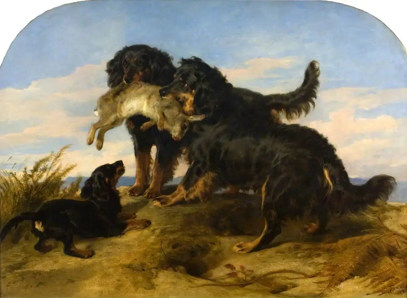 Perros de caza con una liebre - Edwin Henry Landseer