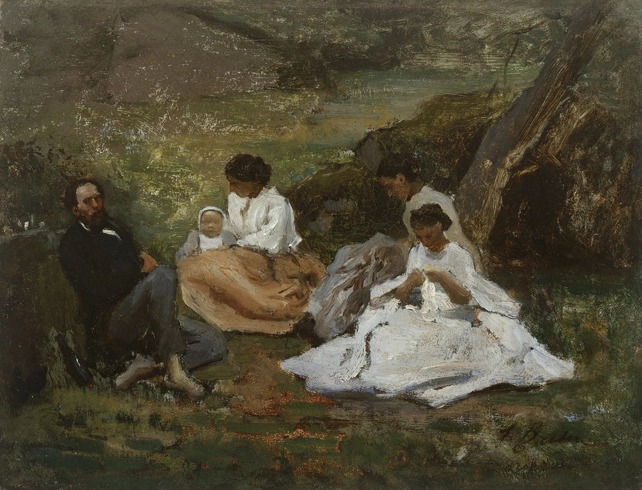 Reunión familiar en Bourron-Marlotte (Théodore de Banville en el bosque de Fontainebleau) - Jules Breton