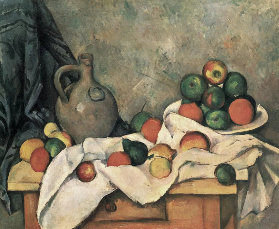 Cortina, jarra y compotero - Paul Cézanne