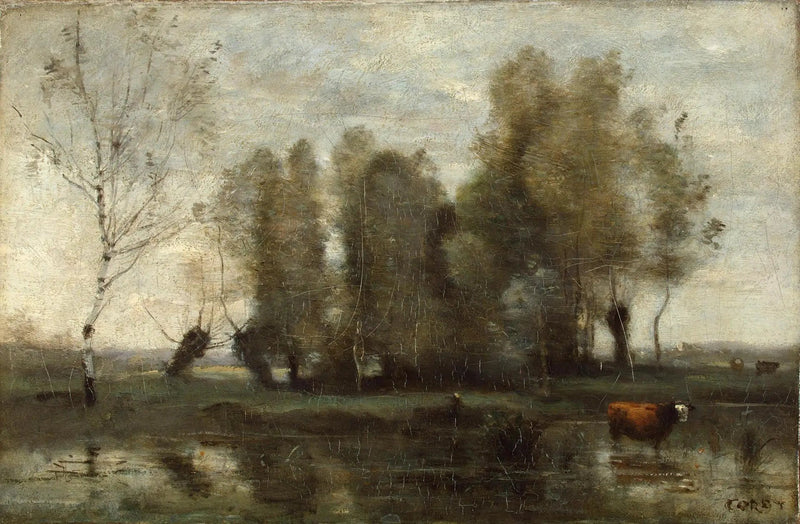 Cortina de árboles en los pantanos - Jean-Baptiste Camille Corot