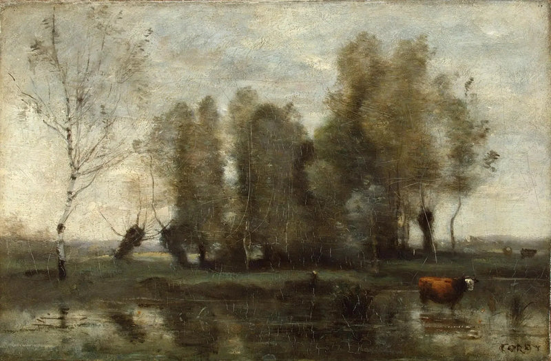 Cortina de árboles en los pantanos - Jean-Baptiste Camille Corot