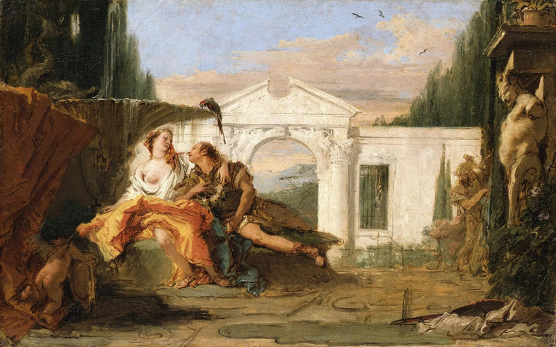 Rinaldo y Armida en el jardín mágico de Armida, escuchados por Carlo y Ubaldo - Giovanni Battista Tiepolo