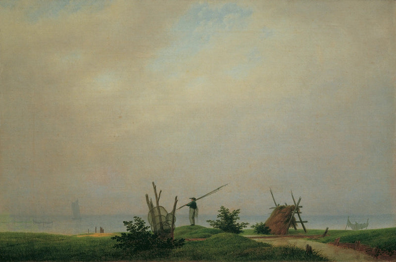 Ribera con pescador - Caspar David Friedrich
