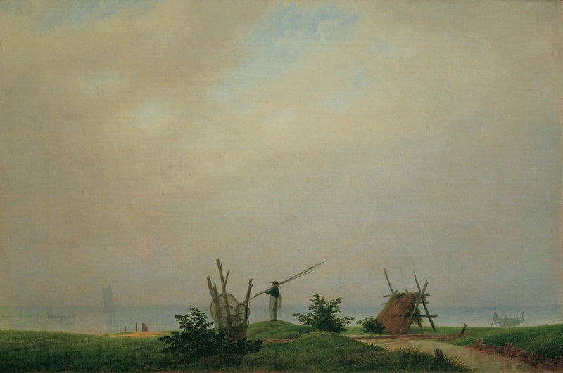 Ribera con pescador - Caspar David Friedrich