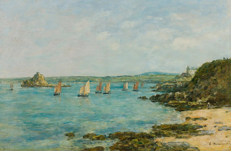 Ribera de Douarnenez, barcos de pesca en la bahía - Eugène Boudin