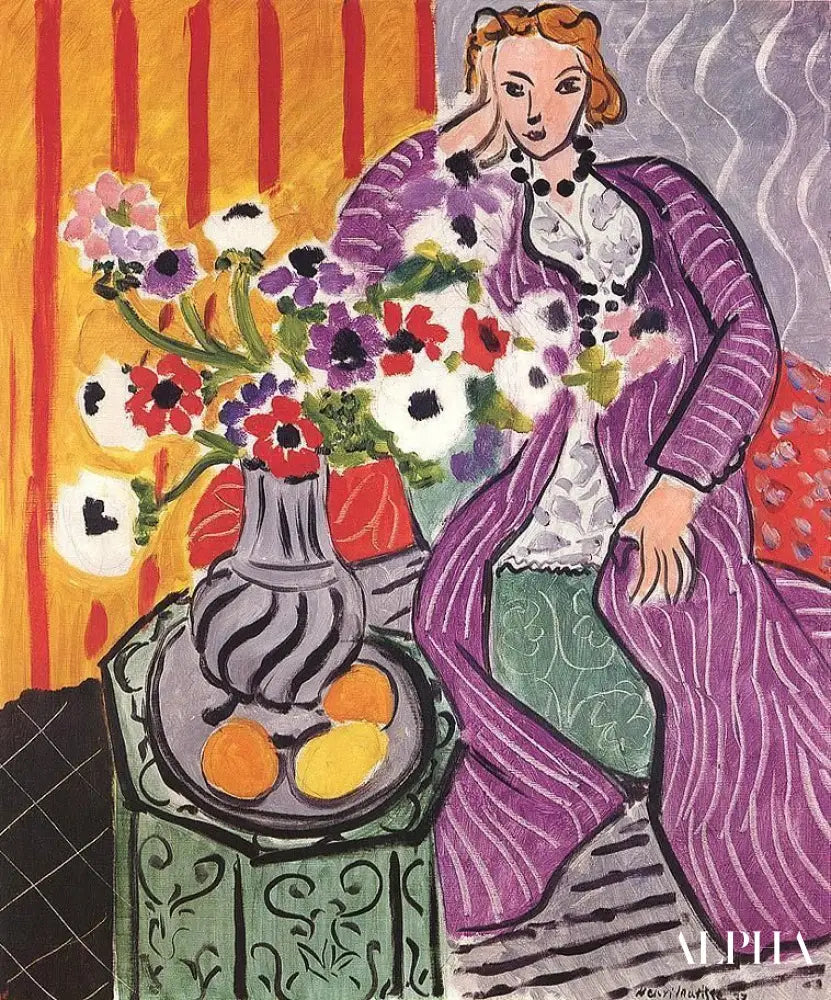 Robe violette et Anémones - Matisse - Reproductions de tableaux et peintures haut de gamme