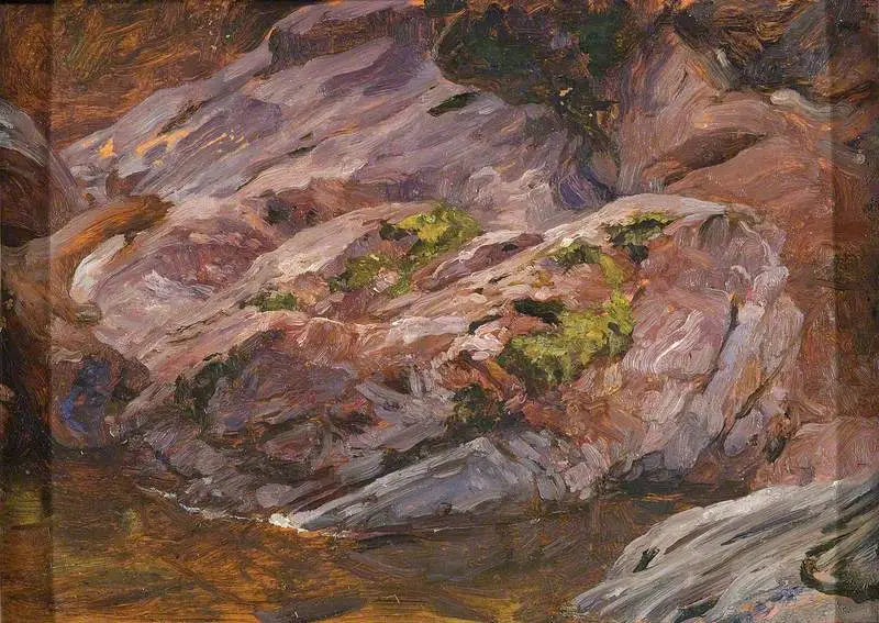 Rocas de granito rosa, río Findhorn - Frederic Leighton