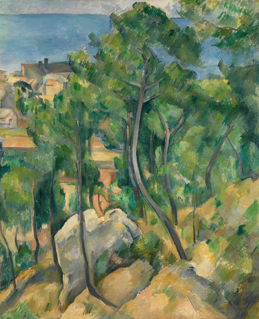 Rocas, pinos y mar en l'Estaque - Paul Cézanne