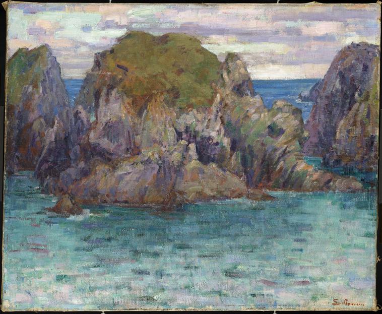 Rocas en la costa de Bretaña; Goulphar, Belle-Île - Armand Guillaumin
