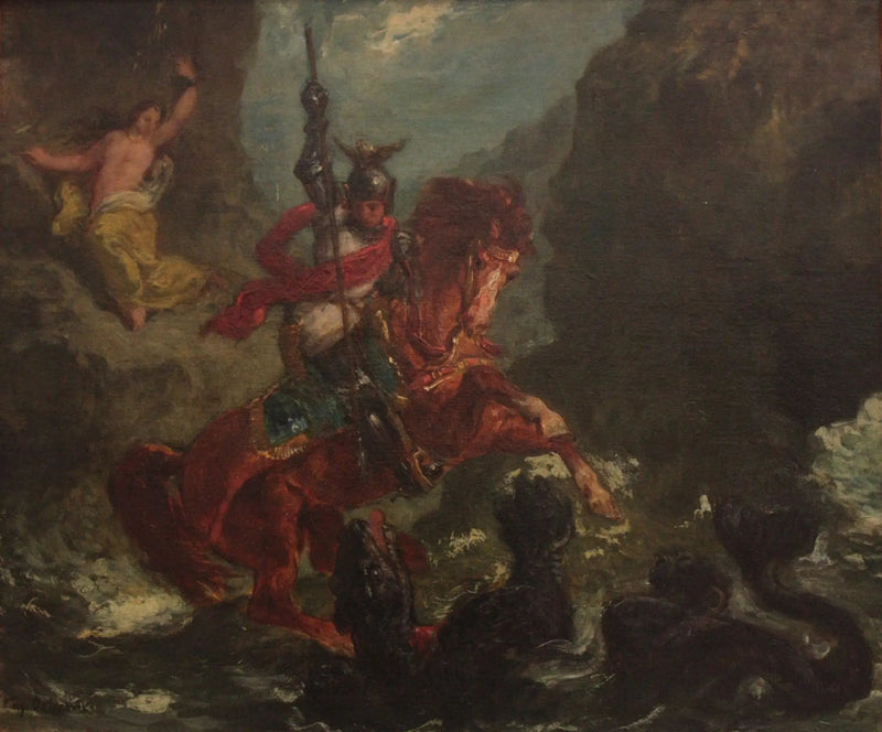 Roger entregando a Angélique - Eugène Delacroix