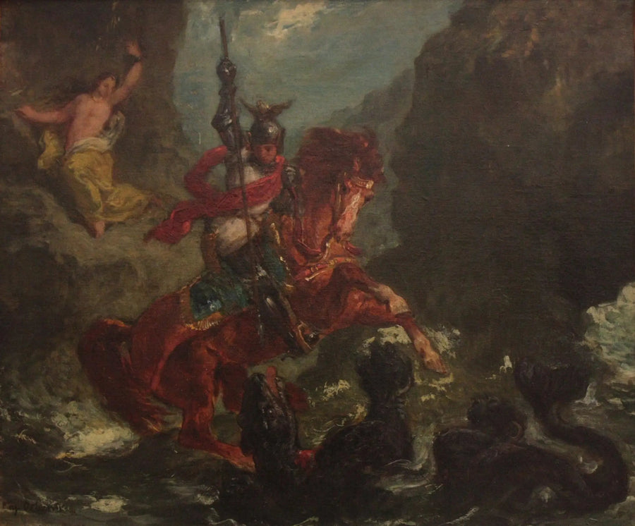 Roger entregando a Angélique - Eugène Delacroix