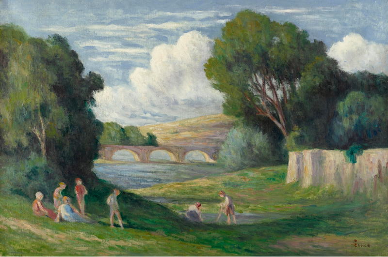 Rolleboise, bañistas cerca del brazo del Sena - Maximilien Luce
