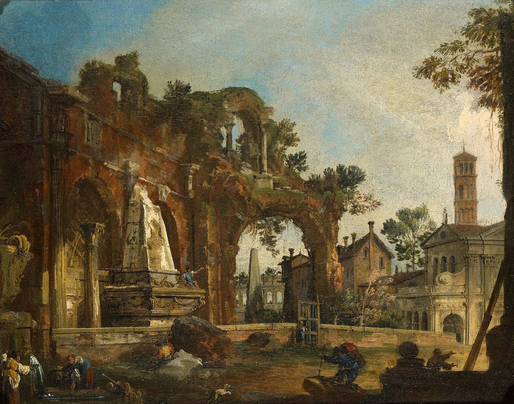 Rome : Capriccio avec ruines basées sur le Forum - Canaletto image 1 reproduction réalisée par Alpha Reproduction