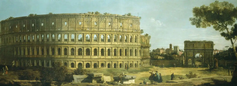 Roma: vista del Coliseo y del Arco de Constantino