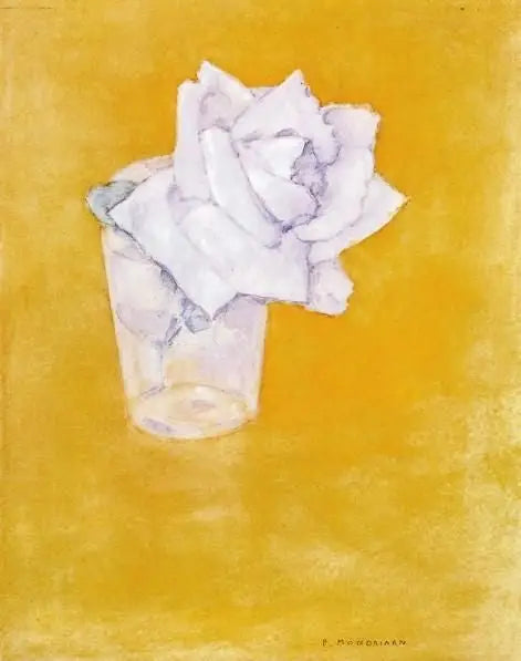 Rosa blanca en un vaso - Piet Mondrian
