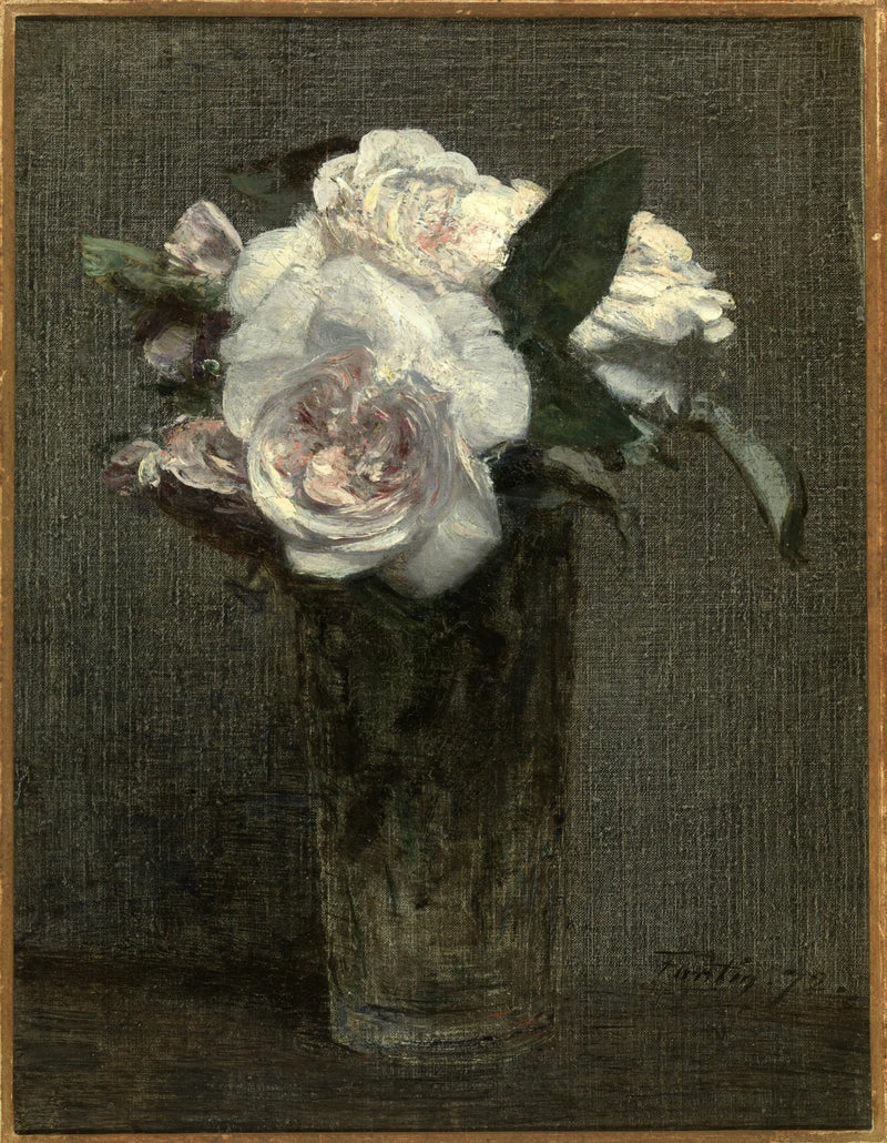 Rosas blancas en un vaso - Henri Fantin-Latour