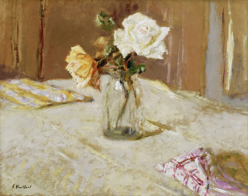 Rosas en un jarrón de cristal - Édouard Vuillard