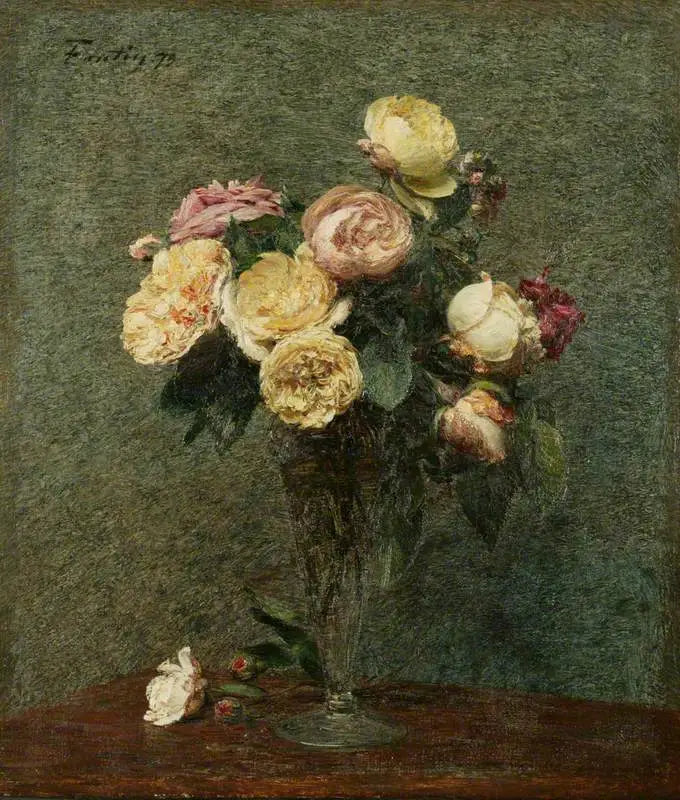 Rosas en un jarrón de cristal - Henri Fantin-Latour