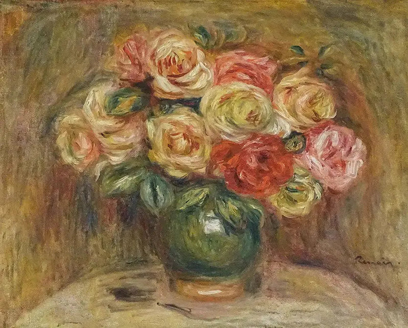 Rosas en un jarrón - Pierre-Auguste Renoir