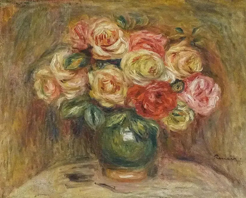 Rosas en un jarrón - Pierre-Auguste Renoir